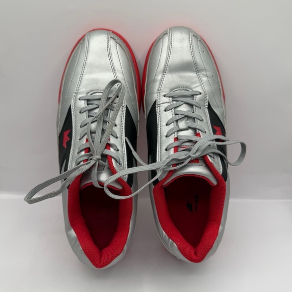Brunswick Renegade Flash Silver & Red Mens Lace Up Bowling Shoes Size 8.5 - Picture 3 of 10